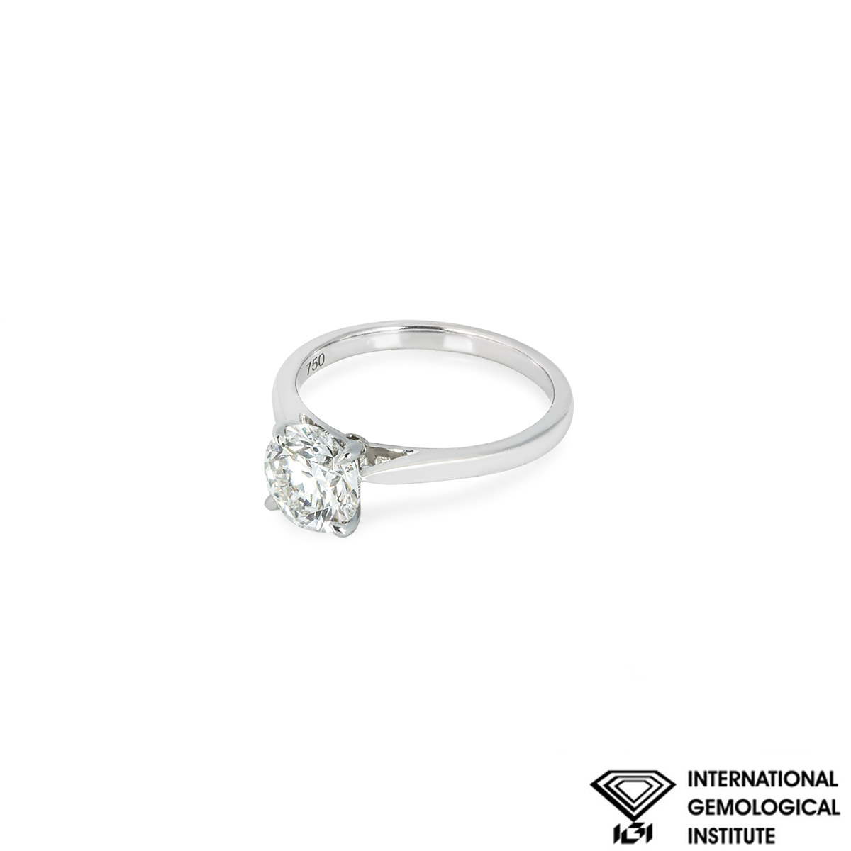 White Gold Round Brilliant Cut Lab Grown Diamond Ring 1.54ct H/VS1